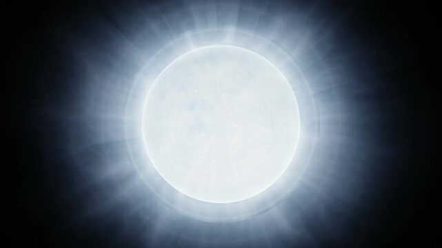 Abstract glowing blue energy sphere. Seamless loop of a bright white glowing star Sirius pulsating in deep space