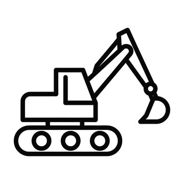 Excavator machine icon black outline construction equipment