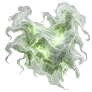 Glowing Green Ectoplasm Smoke Blob Isolated on Transparent Background