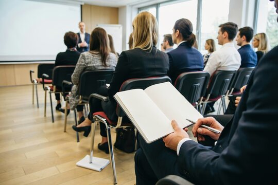 Business people attending a professional seminar in a conference room