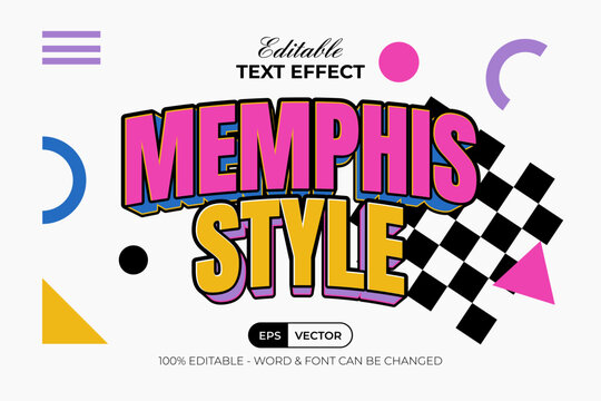 Memphis Editable Text Effect Typography Playful 3D Style.
