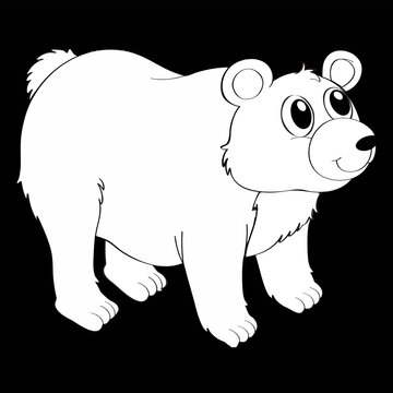 White smiling bear cub vector for kids design on black background