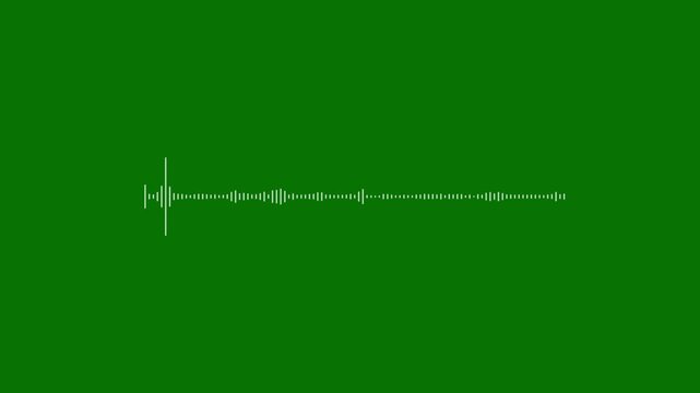 Music visualizer 4k audio spectrum dj beat wave sound frequency, amplitude loop green screen background white noise, recording studio line animation waveform equalizer visual graph motion,