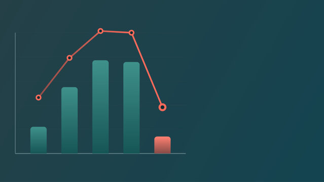 Digital business chart with line graph tracking data trend