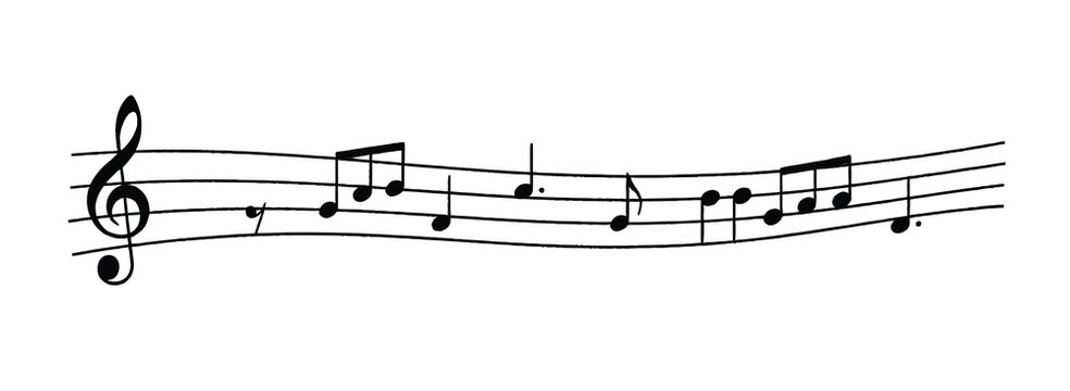 Musical staff with a treble clef and various notes, rests, and a sharp symbol on five lines.