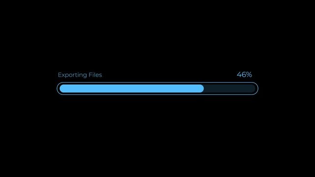 File export progress bar with loading indicator and status text concept. Motion graphics of file transfer, data export, and technology motion graphics. 
