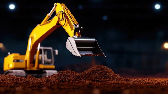 Excavator on dirt