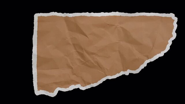 Torn Brown Kraft Paper Sheet Frame Transparent Background Animated Overlay