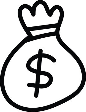 Stylized black outline of a money bag with a dollar sign