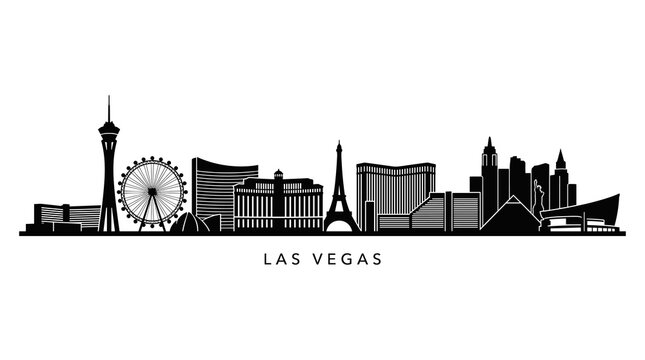 Las Vegas Skyline Silhouette Black and White Vector Illustration