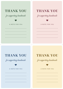 Thank you for supporting handmade cards A4 sheet pastel note