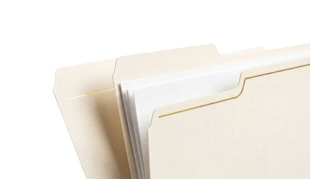 Premium Ivory Linen Textured File Folders with Gold Accents and White Documents for Luxury Executive Office Organization