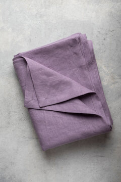Folded Lavender Purple Linen Tablecloth Close Up