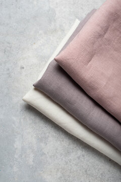 Folded Pastel Linen Fabric Remnants Set