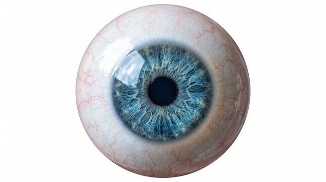 Realistic blue human eyeball close-up