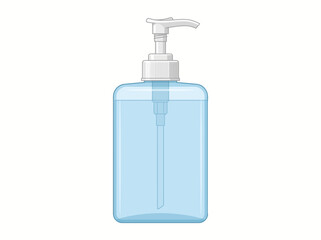 Fototapeta premium Liquid soap dispenser bottle filled with blue fluid shown in crisp vector illustration for sanitary concepts.