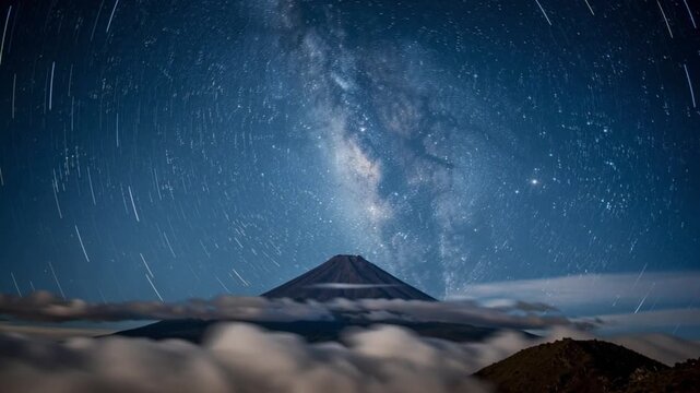 Stunning cotopaxi volcano view under a starry night sky