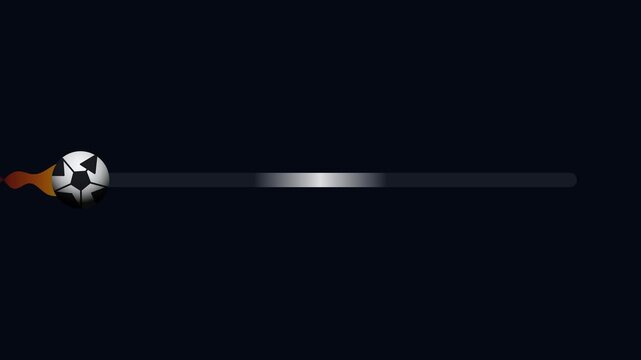 Premium vector animation of a realistic soccer ball generating a dynamic fire trail as it fills a glowing progress bar.