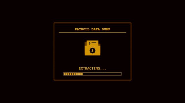 Retro UI animation of payroll data extraction progress bar