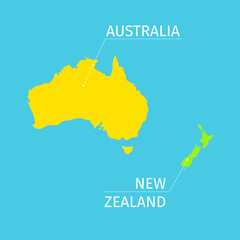 Minimalist Australia and New Zealand Map Vector Illustration. Colorful geographic chart for educational geography lessons, travel infographics, Oceania continent presentations © Milatz