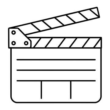 Black and white film clapperboard icon isolated on a transparent