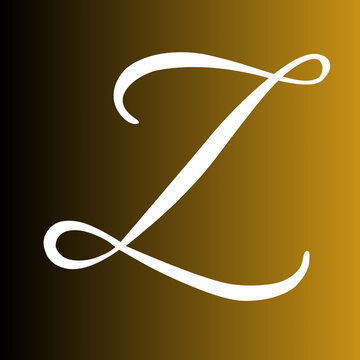 Elegant letter z written in sophisticated white calligraphy font against a smooth gradient background of deep brown and golden yellow
