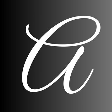 Elegant lowercase letter a displayed in white cursive script against a sophisticated dark grey gradient background for modern graphic design