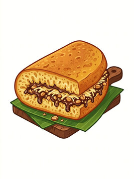 Traditional Indonesian Martabak street food snack delicacy vector icon illustration