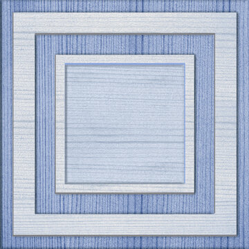 Blue geometric wooden floor tile texture with nested square pattern