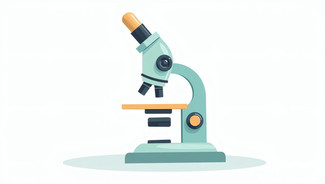 Science and laboratory research tool vector illustration featuring a modern microscope for medical study, biological analysis and education
