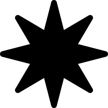 Eight pointed star icon or octagram symbol for modern branding