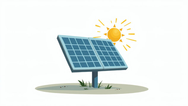 Solar Panel Illustration for Renewable Energy and Sustainable Power Generation under the Sun