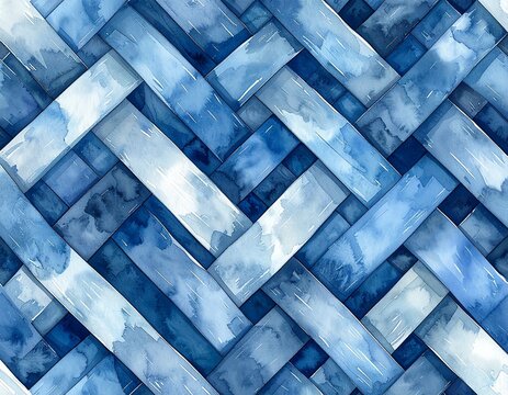 Seamless pattern of interlocking ajiro woven plait grid with soft watercolor wash