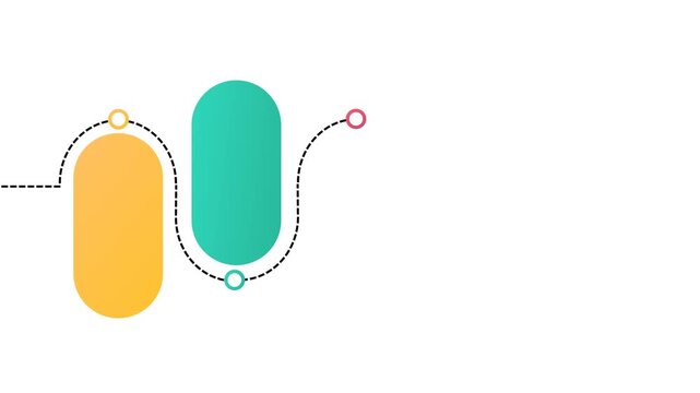 Animated 5-Step Wavy Dashed Line Timeline Infographic with Vertical Rounded Cards