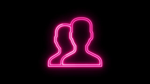 Pink Neon Glowing User Group Icon Button Animation Effect Video With Dark Background For Intros And Social Media
