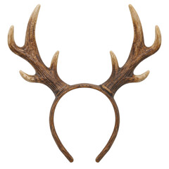 Brown deer antler headband isolated on a white background for festive holiday costume parties © Sapphire