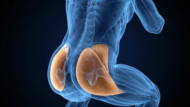 3d medical visualization of human gluteus maximus muscles anatomy