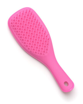 Pink hair brush with soft silicone bristles