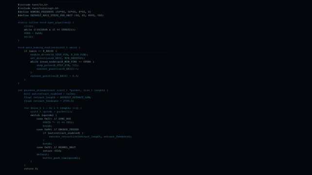 Algorithm Script Code Executing on Dark Terminal Screen with Glitch Signal Blips for Cyber Security and Software Development Presentation