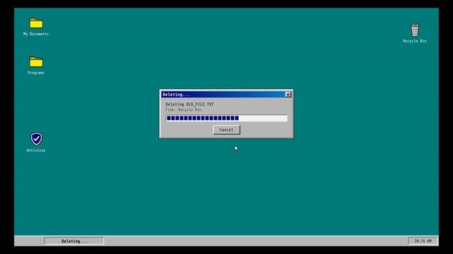 Retro OS Desktop Virus Scan and Threat Removal Animation