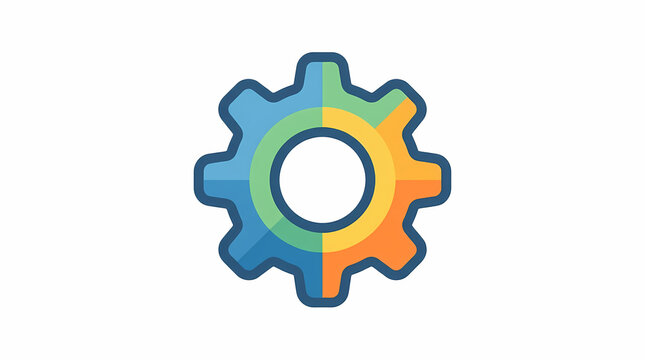 Gear Icon with Segmented Colors, Representing Process, Workflow, and Interconnected Systems. Modern Design for Business and Technology Concepts.