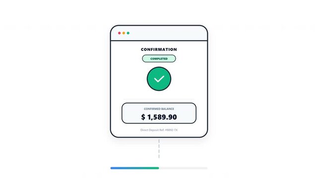Direct deposit payment confirmation interface for fintech app