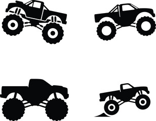 Monster truck silhouette vector. Offroad truck vector icon set © Fahim