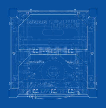 blueprint of electronic device top view. Vector