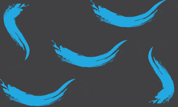Modern abstract artwork of sweeping blue strokes contrasting against dark backdrop.
