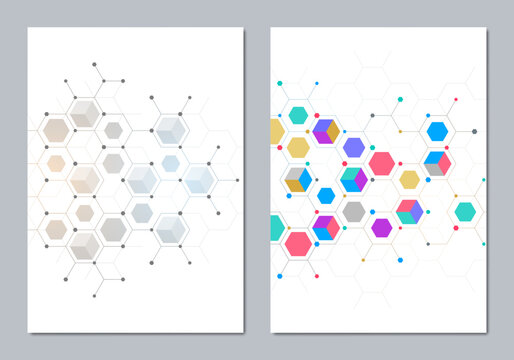 Minimal hexagonal molecular network abstract scientific background