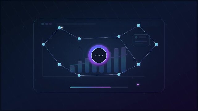 Futuristic data dashboard displaying growth charts and statistics