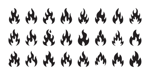 Obraz premium Diverse collection of flame icons in various styles and sizes.
