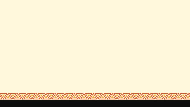 Minimalist motion background featuring a cream colored backdrop with a decorative geometric triangle border stripe along the bottom and a solid black bar beneath