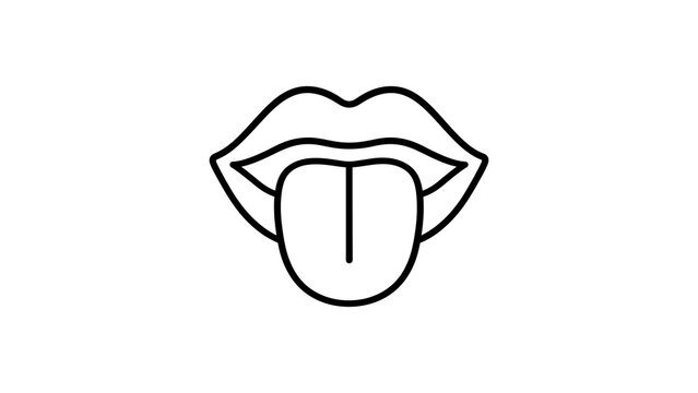 Open human mouth with tongue icon featuring bold black lines for speech.